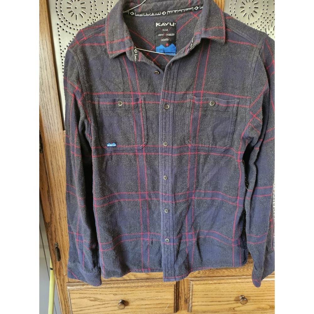 Kavu Plaid Brushed Flannel Mens Button Down Shirt